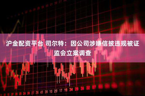 沪金配资平台 司尔特:因公司涉嫌信披违规被证监会立案调查